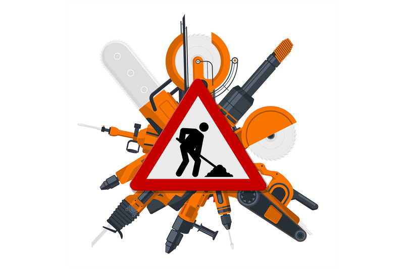 vector-red-constructions-sign-with-electric-tools-behind