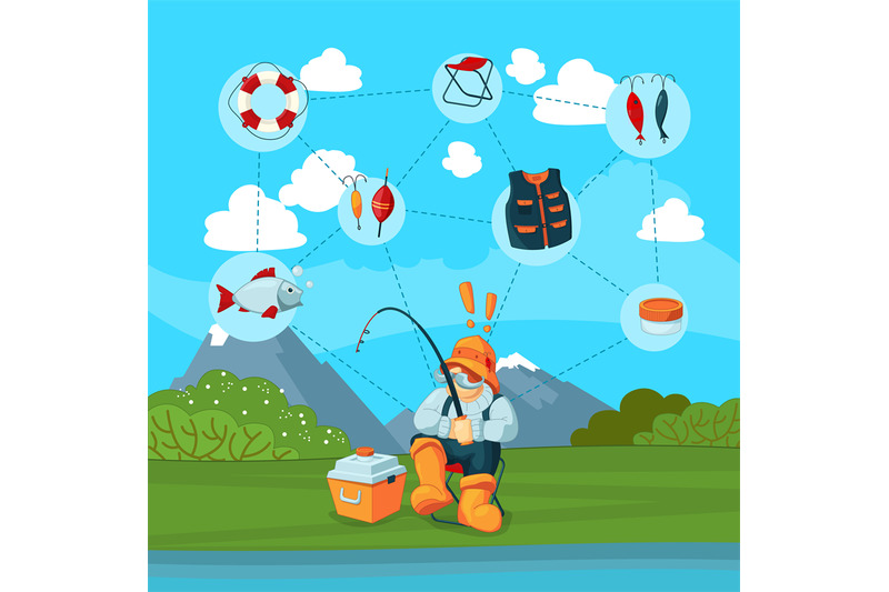 vector-illustration-with-fisherman-and-cartoon-fishing