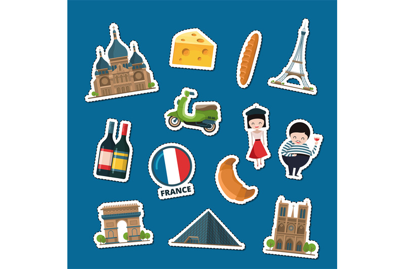 vector-france-sights-stickers
