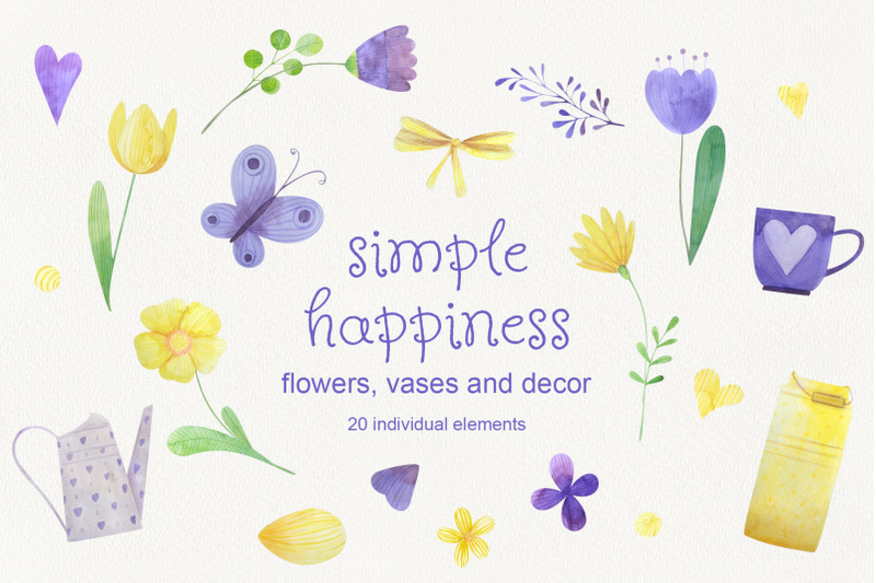 simple-happines-set-of-watercolor-flowers-and-decor