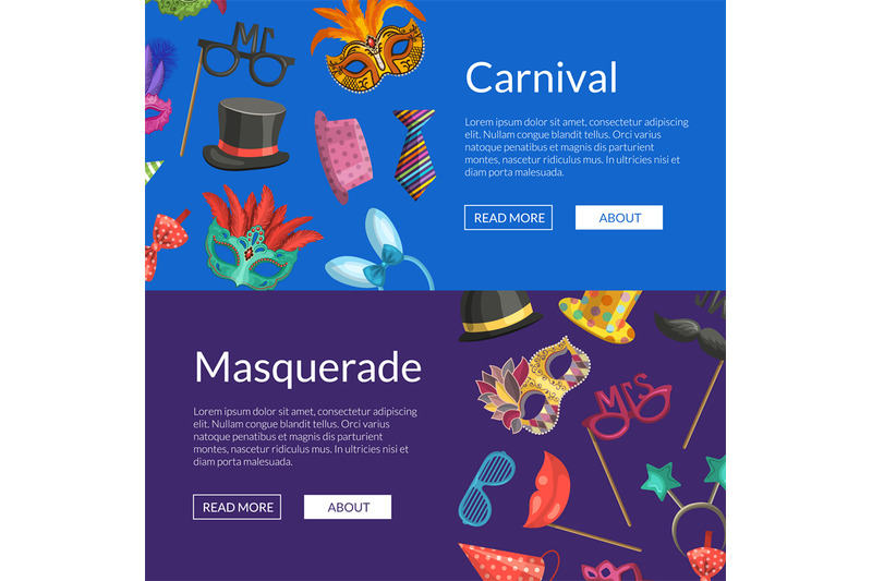 vector-web-banners-illustration-with-masks-and-party-accessories