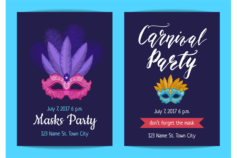 vector-party-invitation-template-with-masks-and-party-accessories