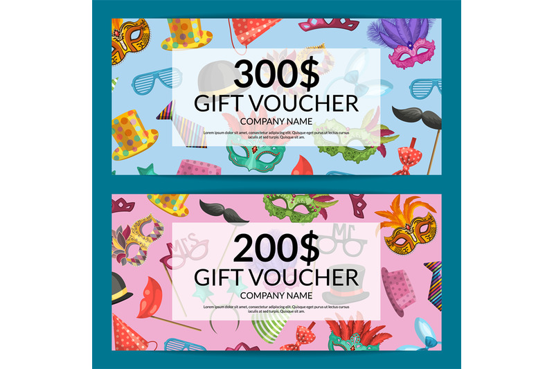 vector-gift-card-with-masks-and-party-accessories