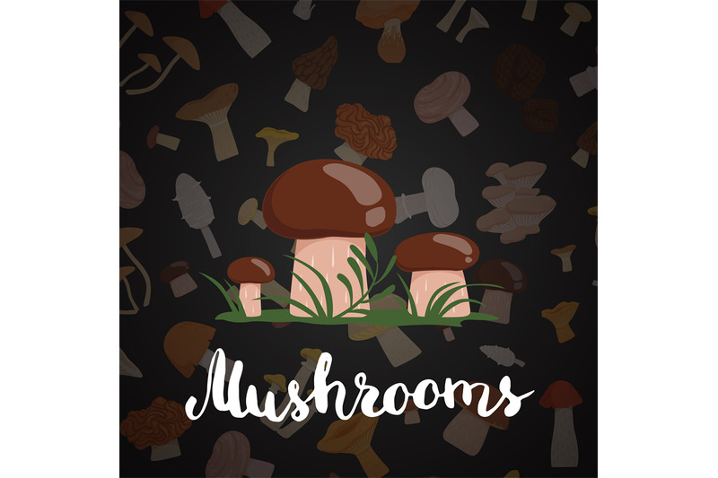 vector-background-with-cartoon-mushrooms-and-lettering