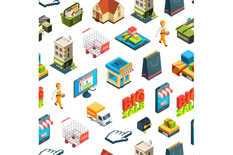 vector-isometric-online-shopping-icons-background-or-pattern-illustrat