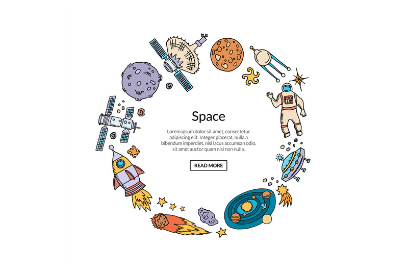 vector-hand-drawn-space-elements-in-circle-form