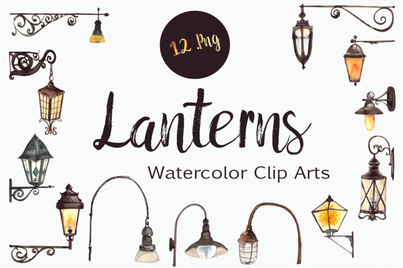 watercolor-lanterns-clip-art-set