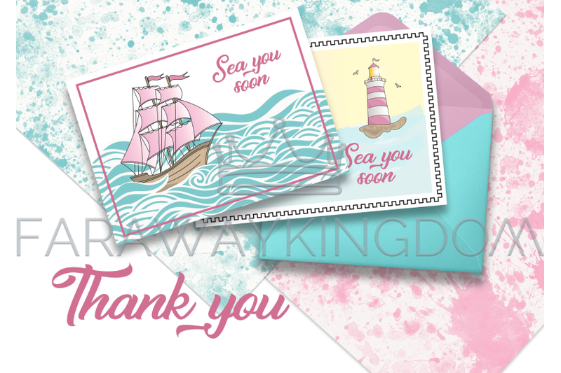 pink-sea-travel-cruise-cartoon-vector-illustration-set-for-print