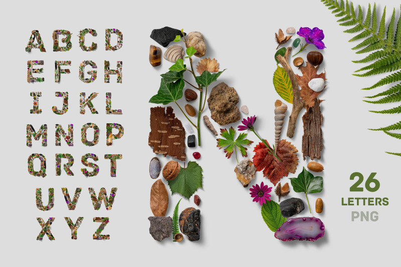 flatlay-nature-alphabet