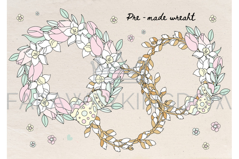 happy-easter-vector-illustration-seamless-pattern-wreath-card-set