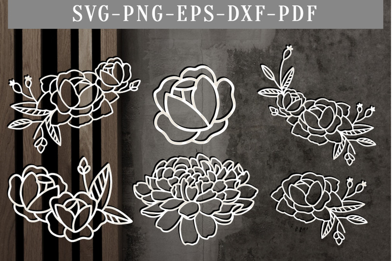 Download Bundle Of 6 Floral Papercut Template, Flowers Scrapbook ...
