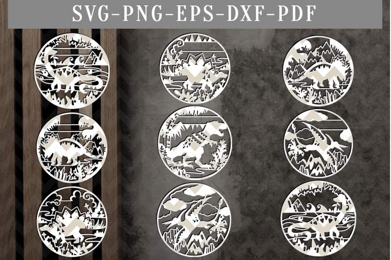 bundle-of-9-dinosaur-papercut-templates-kids-nursery-decor-svg-dxf