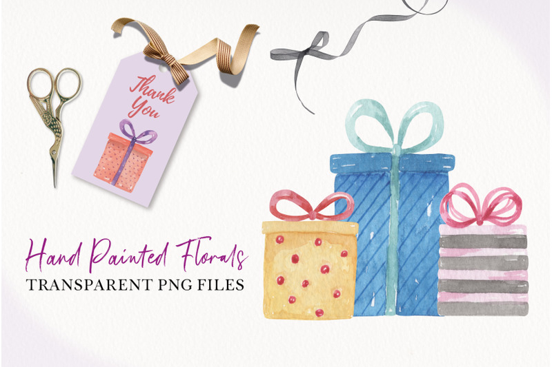 watercolor-presents-gifts-clipart-elements-tags-banners-bows