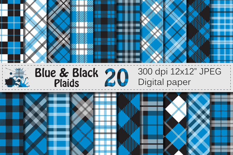blue-and-black-plaid-digital-papers-backgrounds