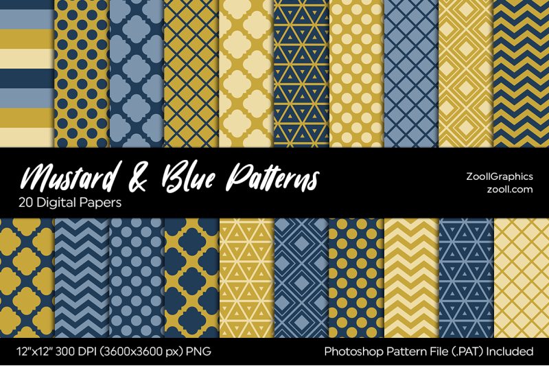 mustard-and-blue-digital-papers