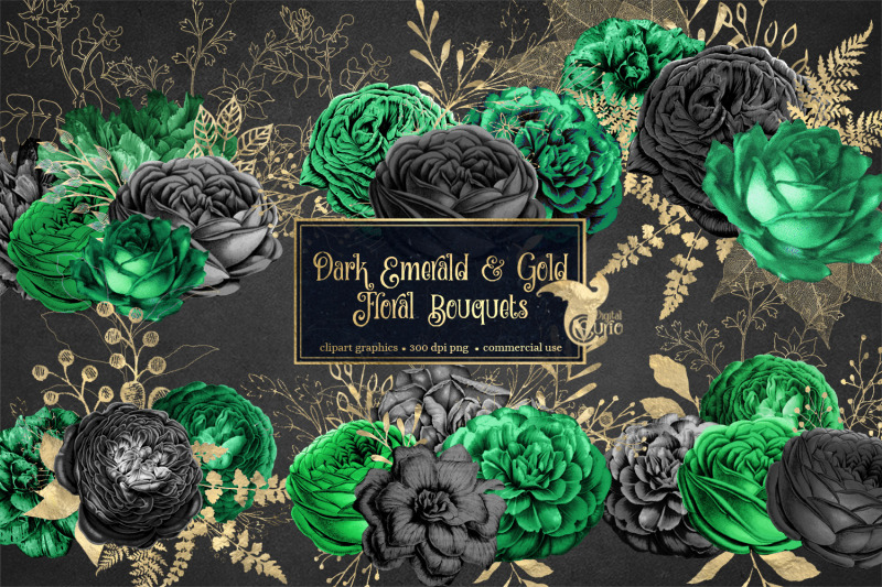dark-emerald-and-gold-floral-bouquets