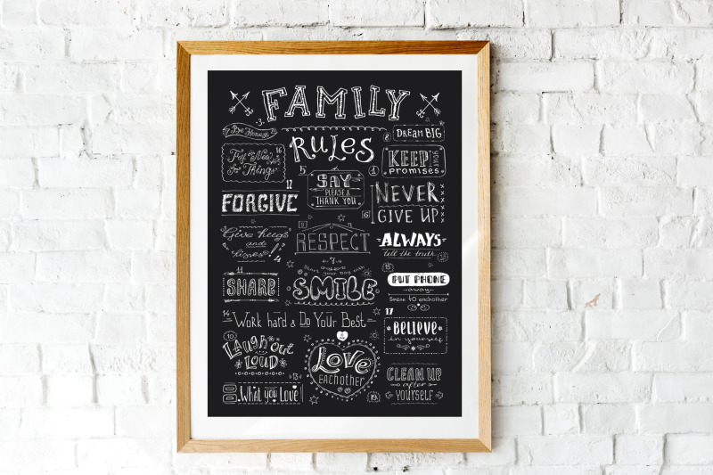 family-rules-banner-cute-poster