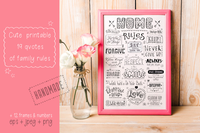 family-rules-banner-cute-poster