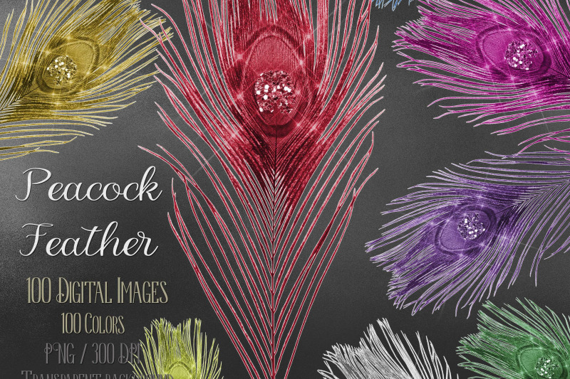100-glitter-fairy-antique-peacock-feather-clip-arts