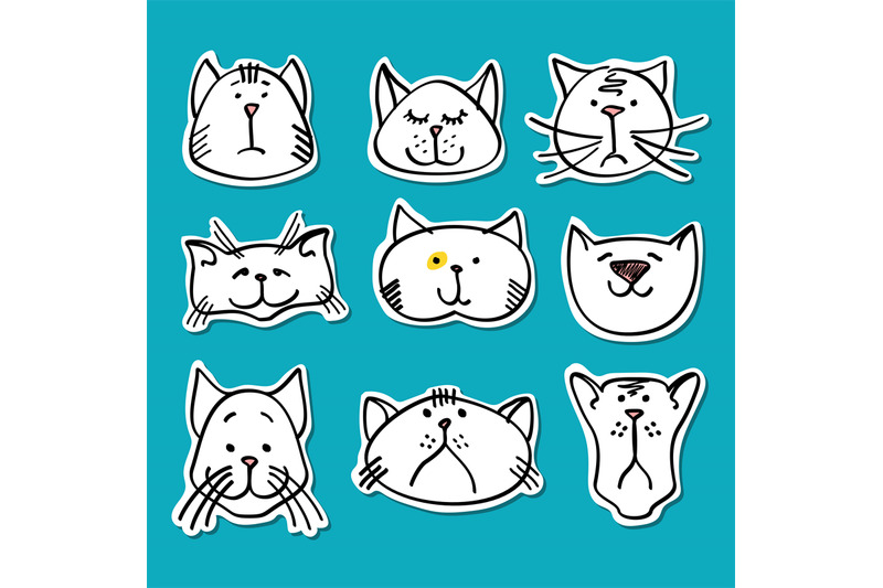 cute-doodle-cats-stickers-collection