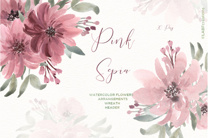 pink-sepia-watercolor-flowers