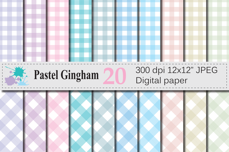 pastel-gingham-digital-papers-gingham-pattern-backgrounds