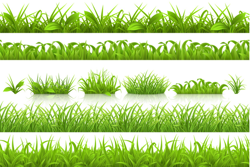 spring-grass-vector-set-and-pattern-nature-in-the-summer-garden