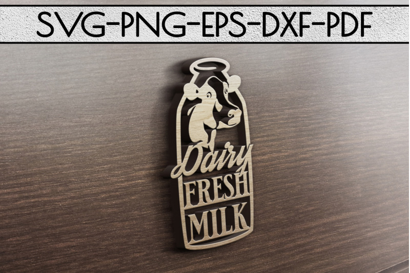 Dairy Fresh Milk Papercut Template Farm Decor Sign Svg Dxf By Mulia Designs Thehungryjpeg Com