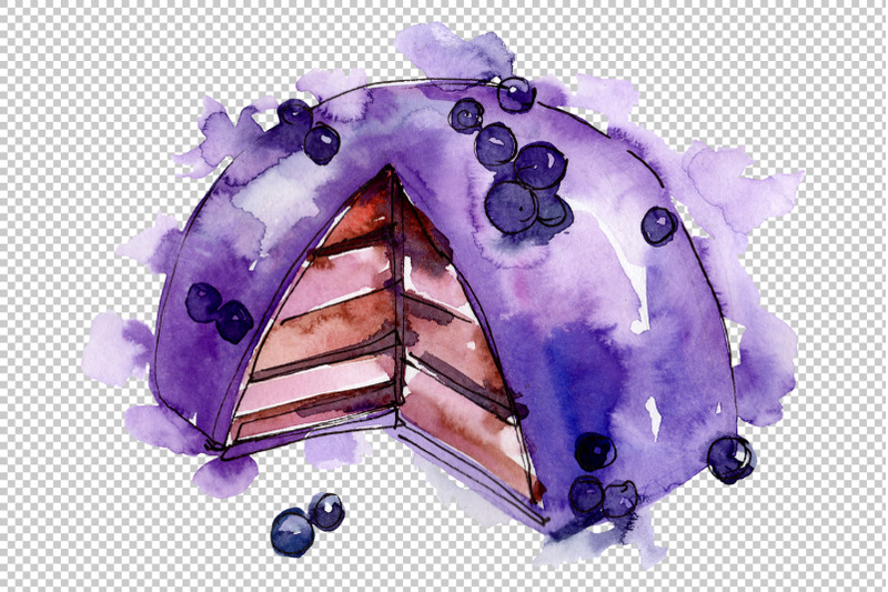 dessert-with-blueberries-watercolor-png