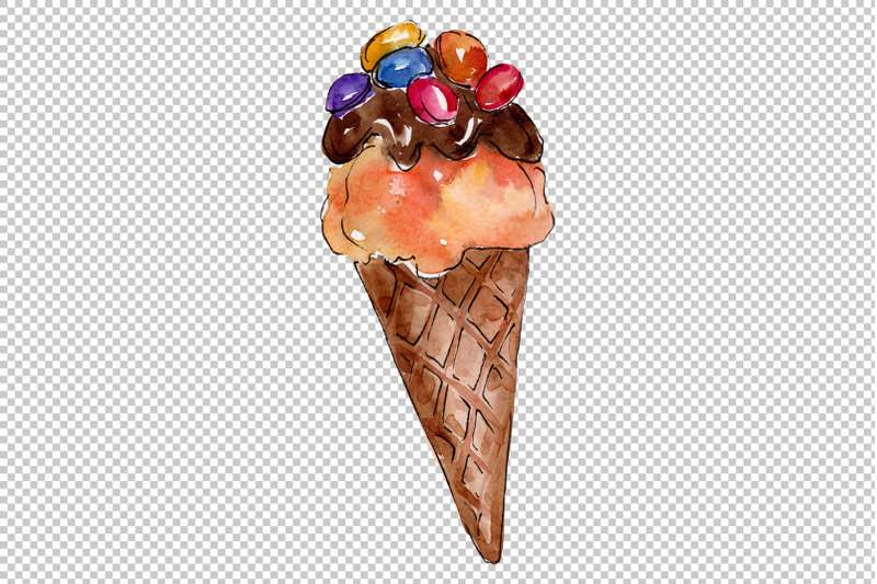 ice-cream-berry-watercolor-png