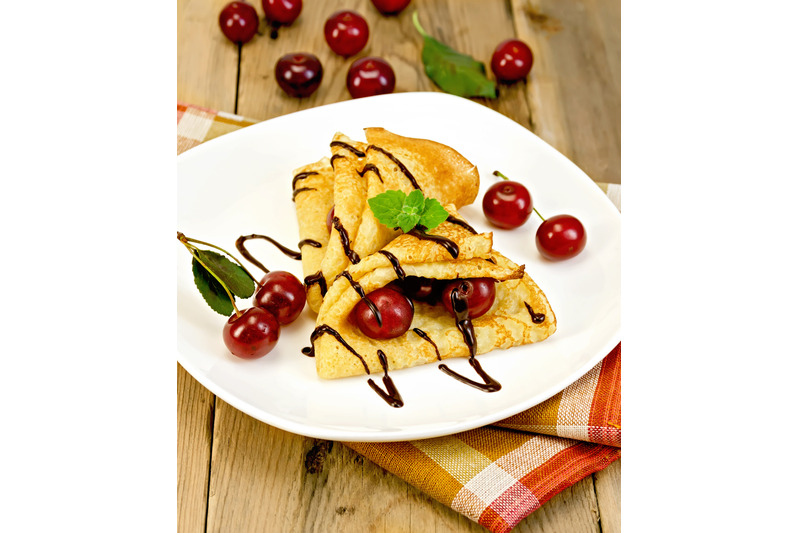 pancakes-with-cherry-and-chocolate
