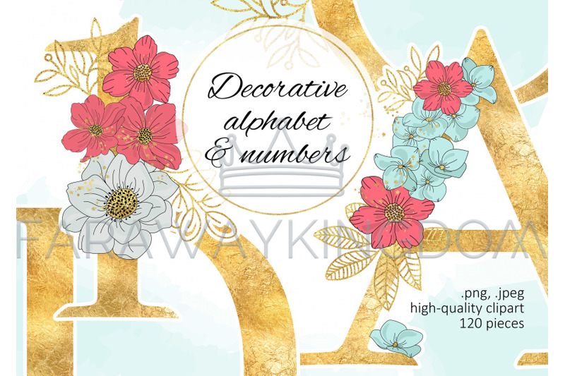 Download BLOOM Gold Floral Decorative Alphabet Vector Illustration ...