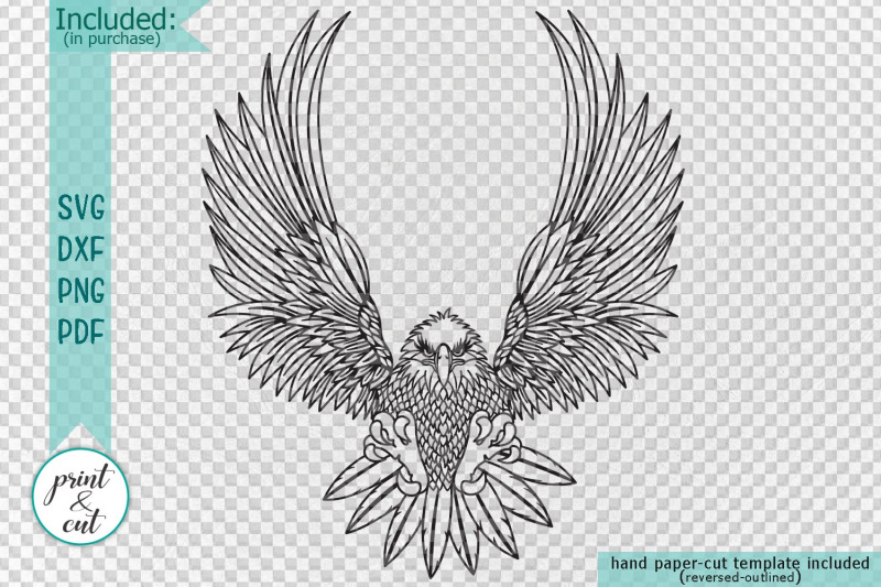 Download Cut out Flying Eagle svg dxf pdf png cutting template By ...