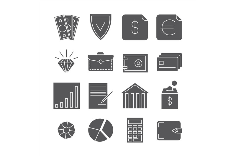 money-payments-finance-vector-icons-isolated-on-white