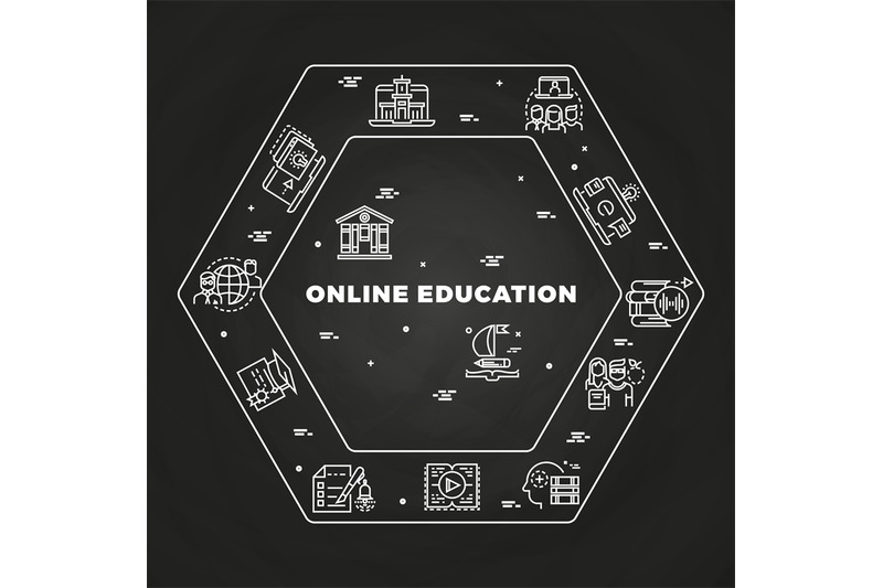 online-education-line-art-concept-on-blackboard