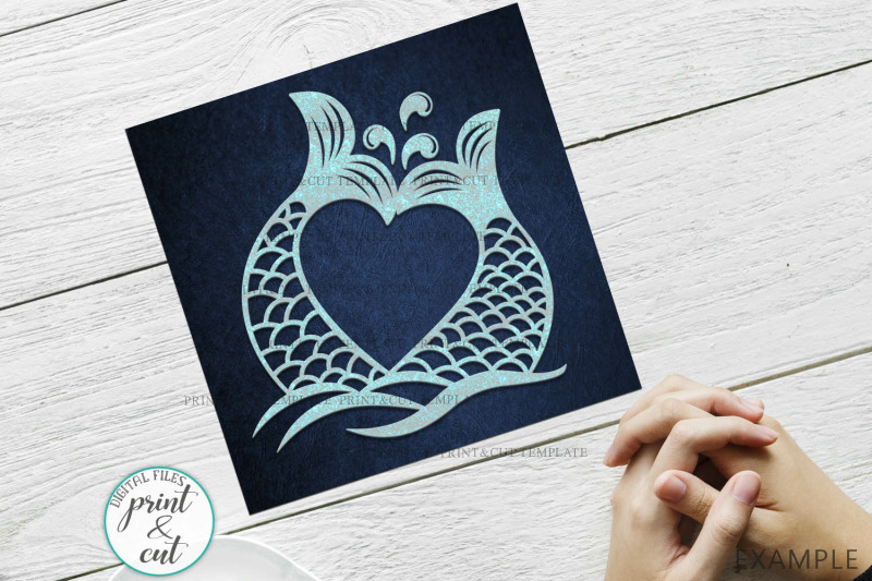 Download Couple Mermaid Tails Heart Shape Svg Dxf Cut Out Template By Kartcreation Thehungryjpeg Com