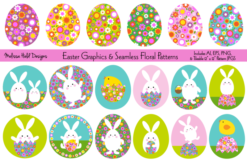 easter-bunny-graphics-amp-seamless-floral-patterns