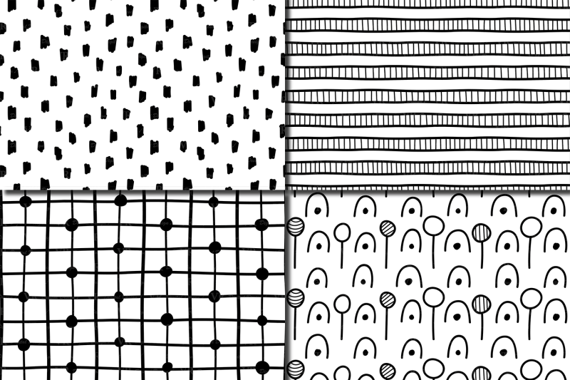 black-and-white-hand-drawn-seamless-doodle-geometric-digital-papers