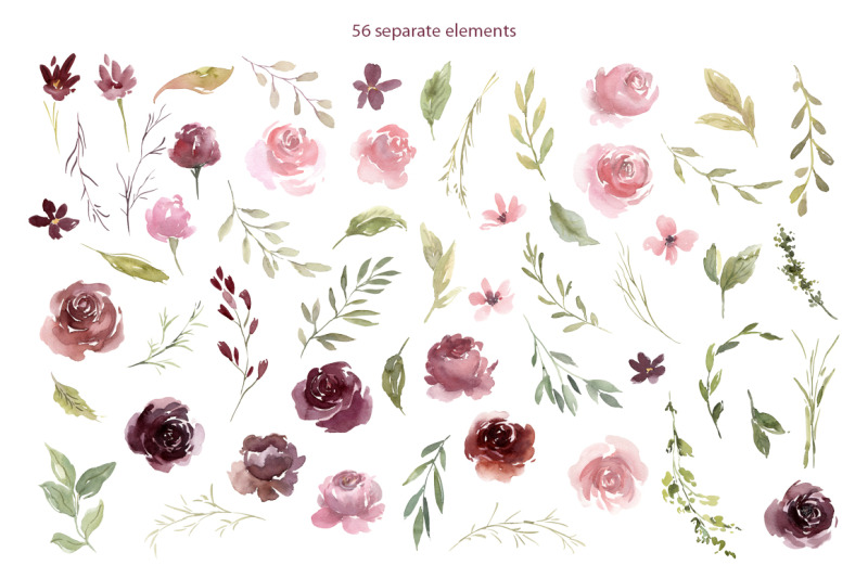 watercolor-burgundy-amp-pink-flowers-png