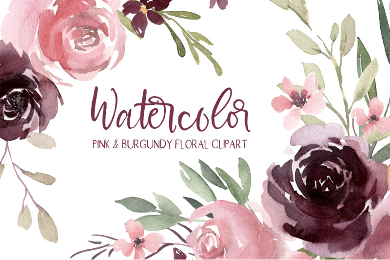 watercolor-burgundy-amp-pink-flowers-png