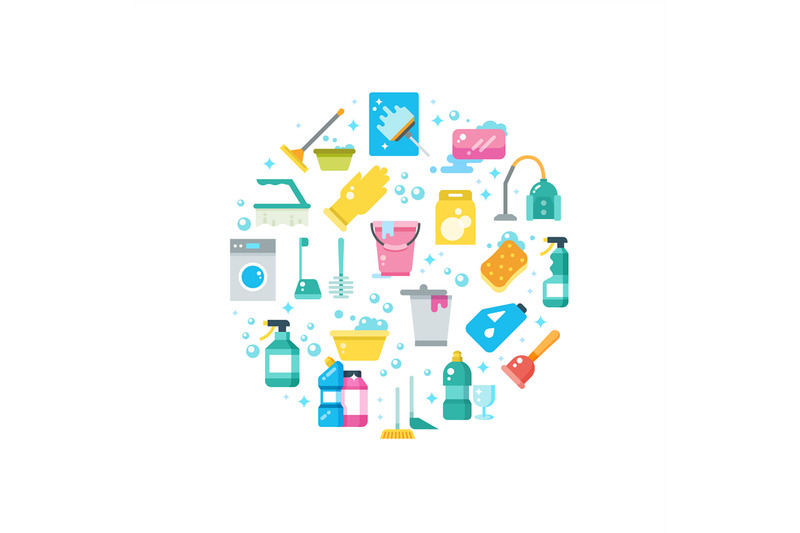 clean-house-concept-with-cleaning-and-washing-tools-vector-icons