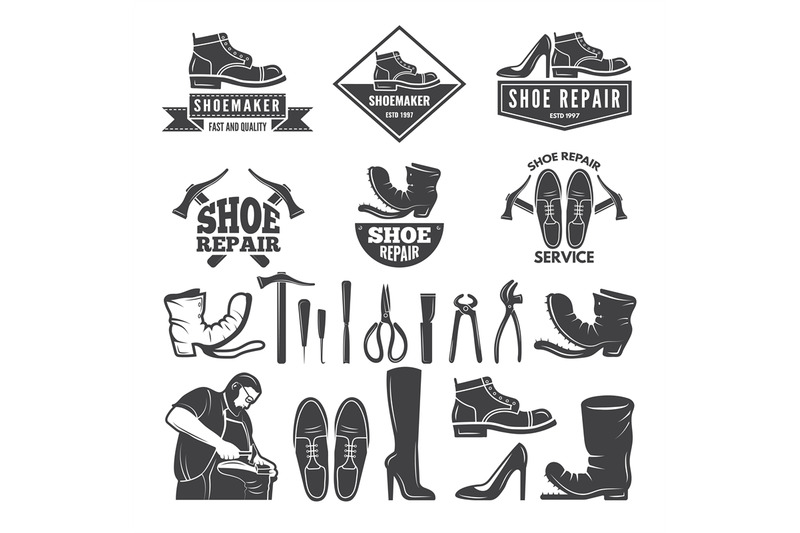 monochrome-illustrations-of-various-tools-for-shoe-repair-labels-or-l