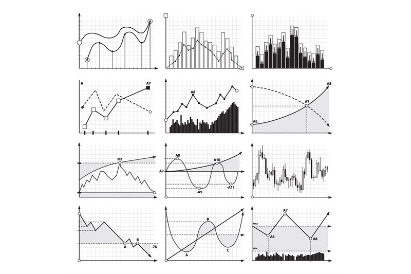 finance-charts-and-business-graphics-analysis-diagrams-vector-pictur