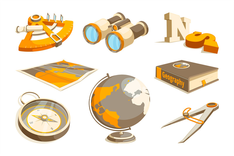 vector-monochrome-symbols-of-exploration-and-geography