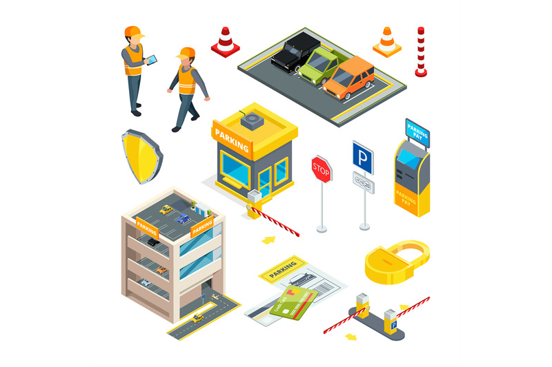 various-isometric-pictures-at-cars-parking-theme