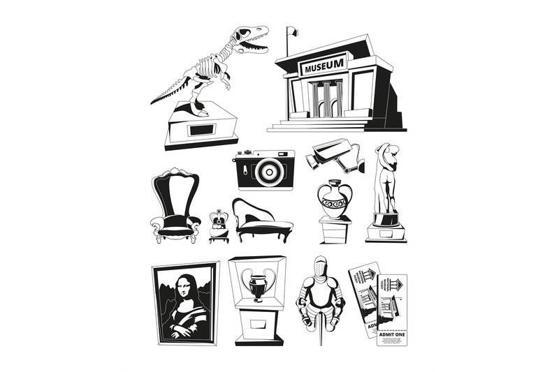 monochrome-pictures-for-museum-exhibition-vector-set-isolate