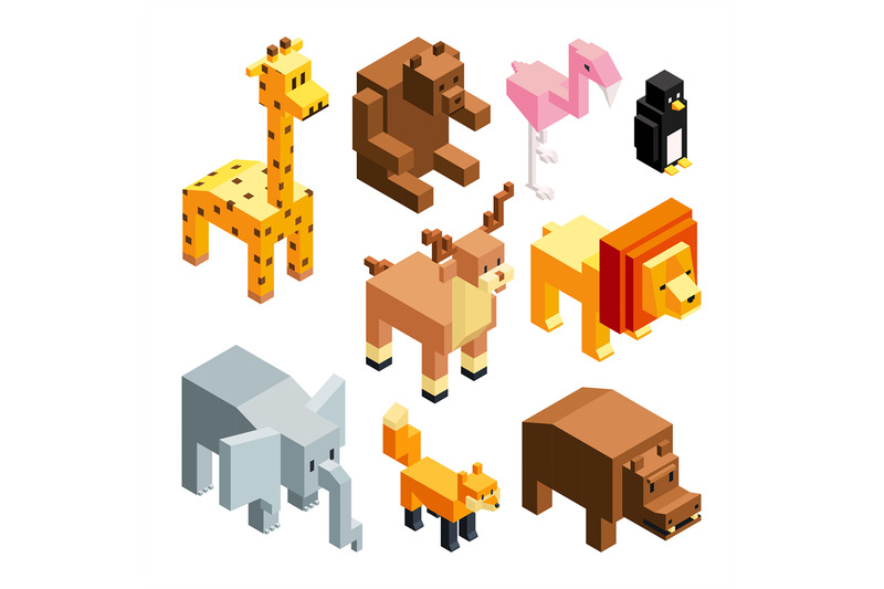 3d-toy-animals-isometric-pictures-isolate