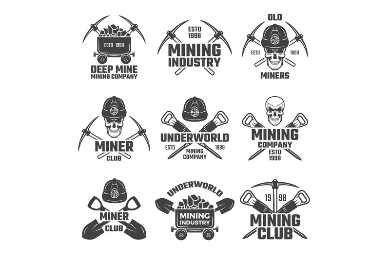 industrial-gold-and-various-mineral-mining-black-labels-vector-set