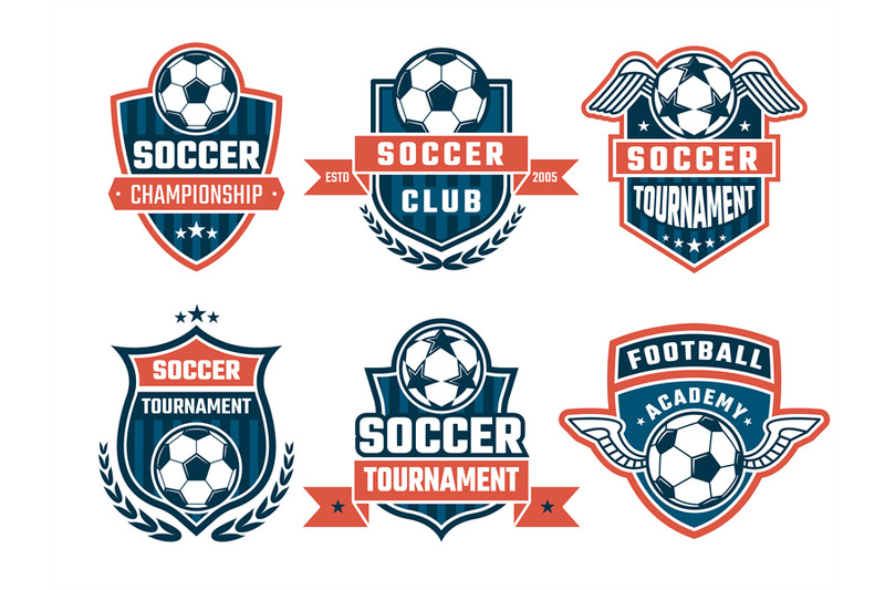 different-logos-for-football-club-vector-labels-set