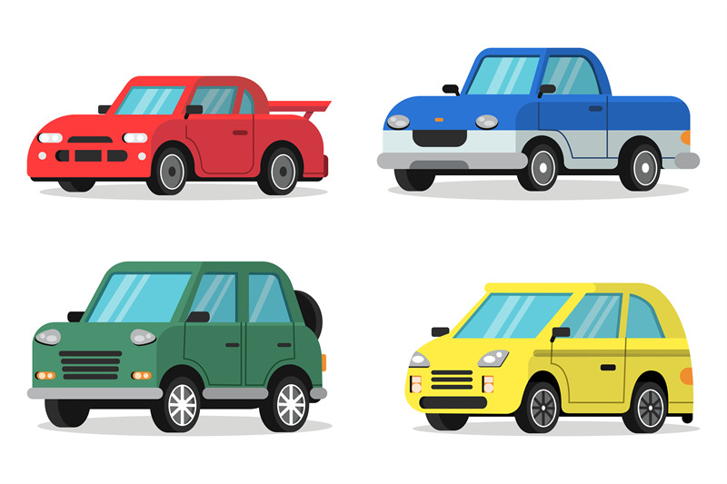 flat-illustrations-of-cars-in-orthogonal-projection